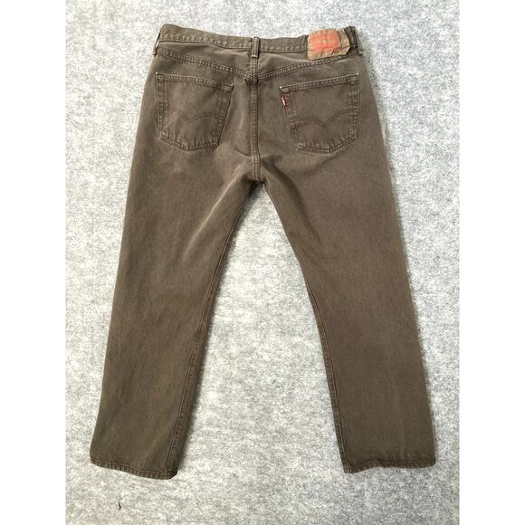 Levi 501 Jeans Brown Mens 36x30 Button Fly Wide Leg Boot Cut Denim Western - Picture 8 of 9
